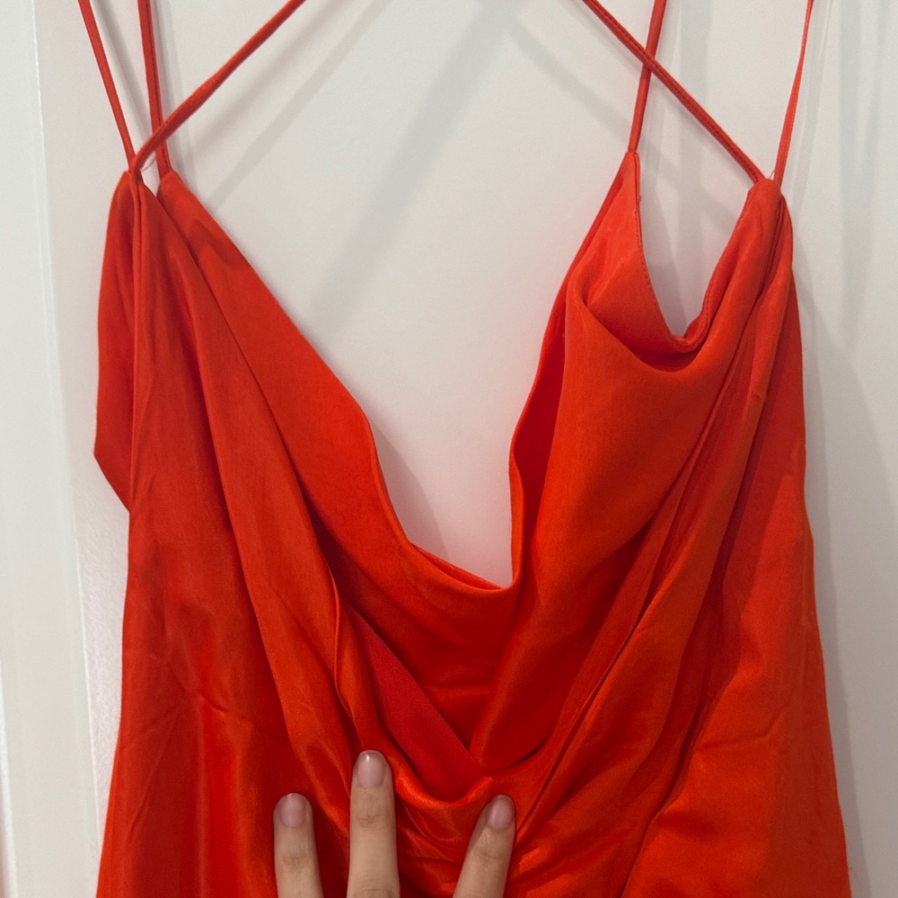 Orange Strappy Cowl Neck Mini Dress - Picture 2 of 3